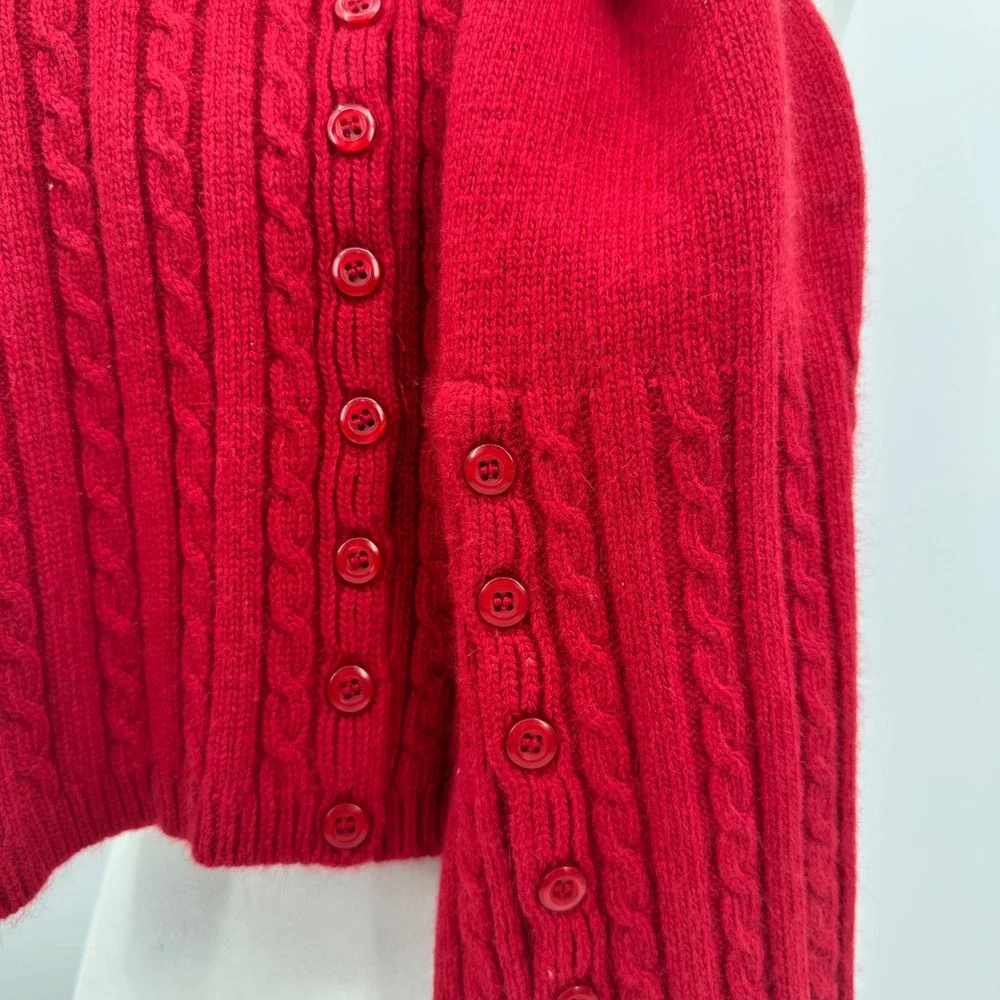 Ralph Lauren Cable Knit Academia Preppy Holiday Rabbit Hair Wool Red Scarf 10x60